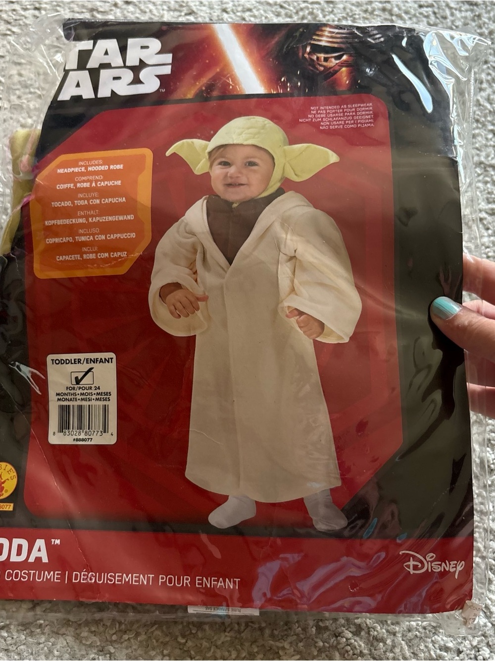 Star Wars Yoda Toddler Costume - Green Headpiece 2T Disney World Land Halloween
